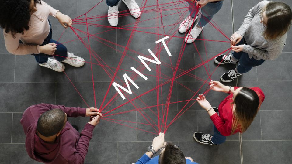 MINT-Symbolbild mit Buchstabennetz